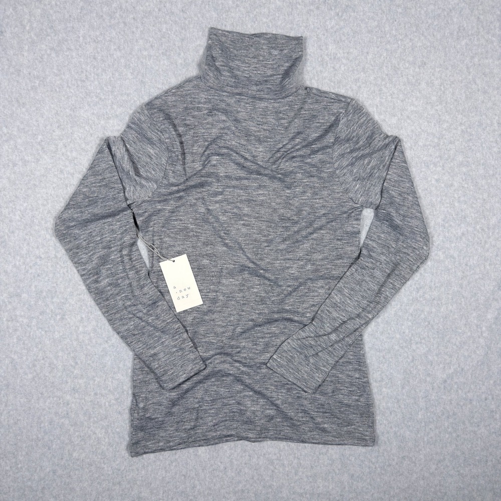 A New‎ Day Womens Heather Gray Turtleneck Long Sleeve Top XS 018 01 8931 - Picture 5 of 7